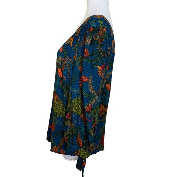 Farm Rio Blue Bianca Blouse Tropical Size Small - Picture 5 of 11
